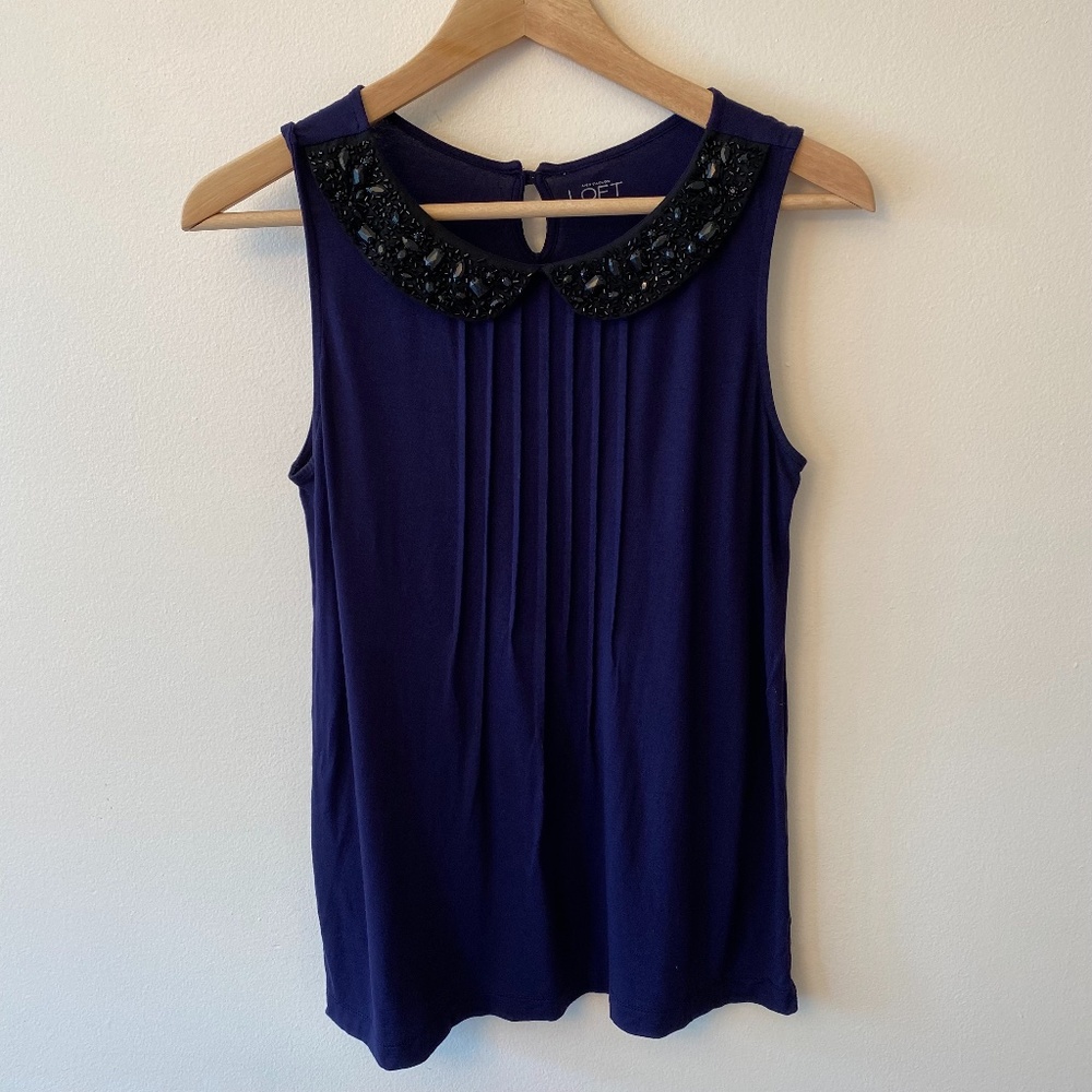 Ann Taylor Loft Sleeveless Top Peter Pan Collar